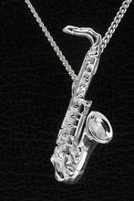 Zilveren Saxofoon tenor ketting hanger, Nieuw, Verzenden