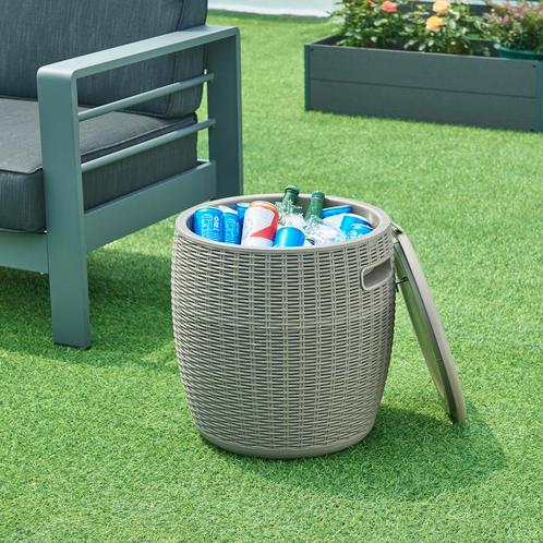 Tuinbox Avetrana koelbox rond 44xØ40 cm lichtbruin casa.pro, Doe-het-zelf en Verbouw, Kratten en Dozen, Nieuw, Verzenden