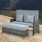 TRUUSK Poly Rattan Loungebank Tuinbank Ligstoel 2-zits Met K, Tuin en Terras, Tuinsets en Loungesets, Verzenden, Nieuw