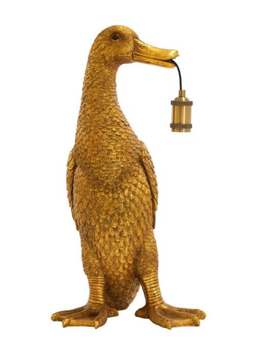 Tafellamp ‘Eend’ Goud | Light &amp; Living | 32x31x65 cm, Huis en Inrichting, Lampen | Tafellampen, Ophalen