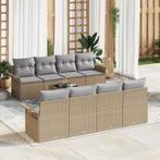 vidaXL Tuin Sofa Set 9 pcs Beige Poly riet, Verzenden, Nieuw, Rotan