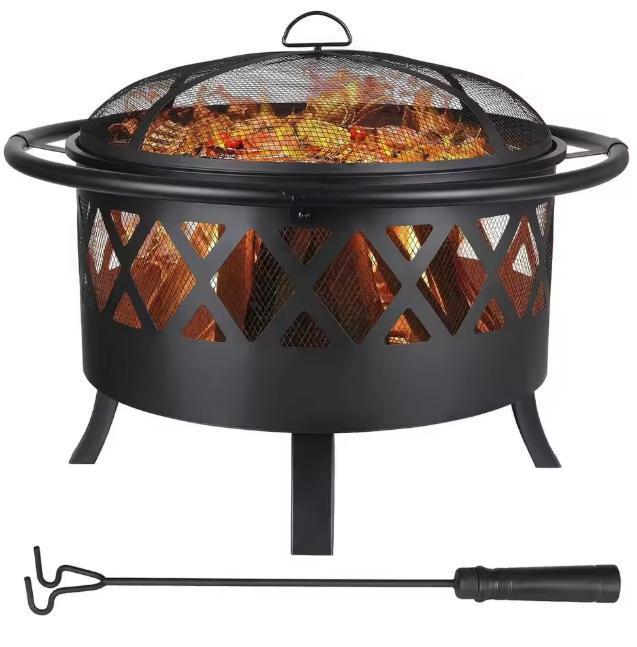 3-in-1 Vuurkom Ø81cm BBQ Grill Vonkbescherming Verwarmer, Tuin en Terras, Vuurkorven, Nieuw, Verzenden