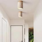 Japanse LED Plafondlamp – Ronde Steen en Hout Opbouw, Huis en Inrichting, Lampen | Spots, Verzenden, Nieuw