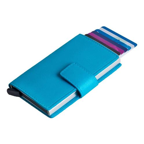 Figuretta Leren RFID Compact Cardprotector Metallic Blauw, Sieraden, Tassen en Uiterlijk, Portemonnees, Blauw, Nieuw, Overige merken