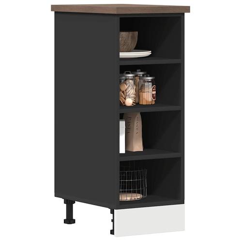 vidaXL Onderkast Riga 30x44,5x81,5 cm bewerkt hout zwart, Huis en Inrichting, Keuken | Keukenelementen, Zwart, Nieuw, Verzenden