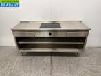 RVS Werktafel met inbouw inductie Fornuis 188 cm 400V Horeca, Ophalen of Verzenden, Gebruikt