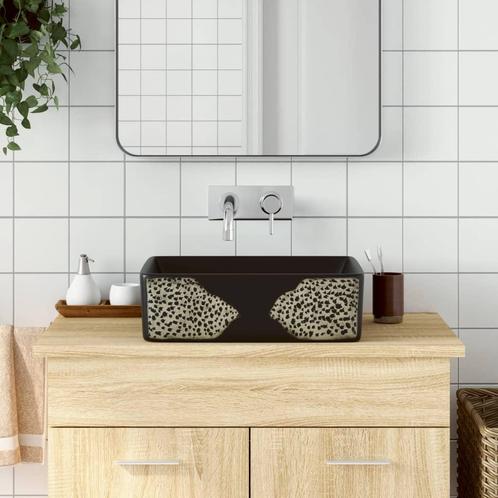 vidaXL Opzetwasbak rechthoekig 46x35,5x13 cm keramiek zwart, Doe-het-zelf en Verbouw, Sanitair, Nieuw, Verzenden