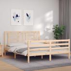 vidaXL Bedframe met hoofdbord massief hout 160x200 cm, Huis en Inrichting, Slaapkamer | Bedden, Bruin, Verzenden, 200 cm, 160 cm