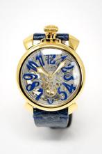 GaGà Milano - Watch Skeleton 48MM Gold Blue + FREE GIFT -, Nieuw