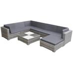 vidaXL 8-delige Loungeset met kussens poly rattan grijs, Nieuw, 8 zitplaatsen, Loungeset, Verzenden