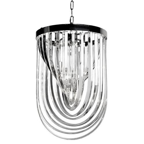 Plafondlamp 40x40x63cm luxe glas en zilver, Huis en Inrichting, Lampen | Hanglampen, Nieuw, Ophalen of Verzenden