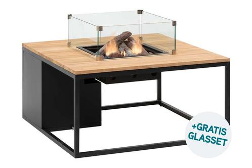 Cosi Cosiloft vuurtafel 100x100 cm - Black/teak - Incl., Tuin en Terras, Houtskoolbarbecues, Nieuw, Verzenden