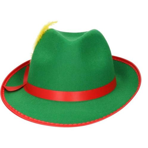 Groene/rode bierfeest/oktoberfest hoed verkleed accessoire.., Hobby en Vrije tijd, Feestartikelen, Ophalen of Verzenden