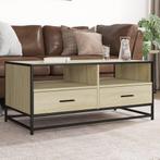 vidaXL Salontafel 100x50x45 cm bewerkt hout en metaal sonoma, Verzenden, Nieuw, Overige houtsoorten, 100 tot 150 cm