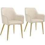 Eetkamerstoel Avane, fluweellook, gestoffeerd - beige, Set v, Huis en Inrichting, Stoelen, Verzenden, Nieuw