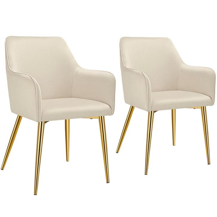 Eetkamerstoel Avane, fluweellook, gestoffeerd - beige, Set v, Huis en Inrichting, Stoelen, Verzenden