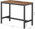 Songmics LBT91X Metalen Bartafel 120x60x90 cm €89 voor €55, Huis en Inrichting, Tafels | Statafels, Ophalen of Verzenden, Nieuw