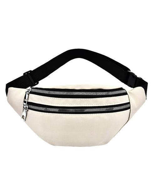 Crème Witte Heuptas Twee Ritsen Fanny Pack Twee Vakken Zwart, Sieraden, Tassen en Uiterlijk, Tassen | Damestassen, Overige typen