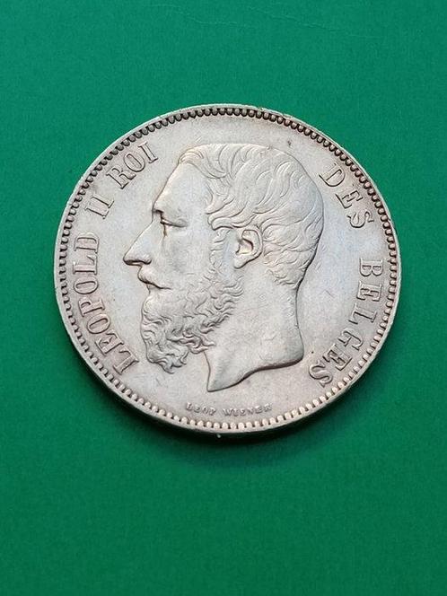 België. Leopold II. 5 Francs 1873 Position A  (Zonder, Postzegels en Munten, Munten | Nederland