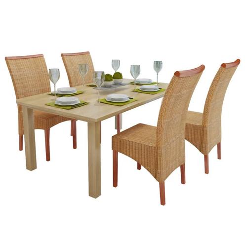 vidaXL Eetkamerstoelen 4 st natuurlijk rattan bruin, Huis en Inrichting, Stoelen, Bruin, Nieuw, Verzenden
