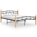 vidaXL Bedframe metaal en massief eikenhout zwart 140x200 cm, Huis en Inrichting, Slaapkamer | Bedden, Verzenden, Zwart, 140 cm