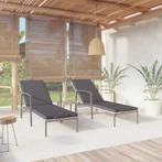 vidaXL Ligbedden 2 st met tafel poly rattan grijs, Verzenden, Nieuw