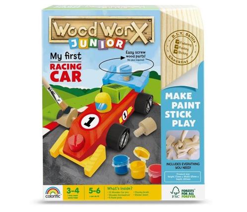 Wood WorX Junior - My First Racing Car - Mijn eerste bouwset, Hobby en Vrije tijd, Knutselen, Ophalen of Verzenden