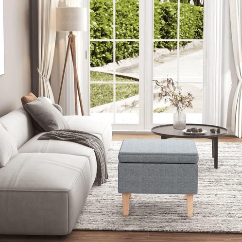 vidaXL Kruk met houten poten stof lichtgrijs, Huis en Inrichting, Stoelen, Grijs, Nieuw, Verzenden
