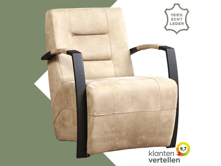 Leren fauteuil Magnificent - Kenia Taupe (taupe/bruin), Huis en Inrichting, Fauteuils, 50 tot 75 cm, 75 tot 100 cm, Nieuw, Leer