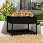 vidaXL Plantenbak met schap 111,5x111,5x81 cm massief, Verzenden, Nieuw, Hout, 60 cm of meer