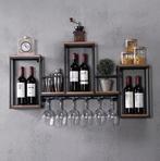 Industrieel Wandwijnrek Metaal en Hout– Wijnrek 106×20×41,5, Huis en Inrichting, Woonaccessoires | Wijnrekken, Verzenden, Nieuw