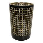 windlicht zwart blokjes large 18cm*, Verzenden, Nieuw
