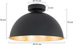 REALITY JIMMY Plafonniere Zwart excl. 1x E27 60W - D: 31 cm, Ophalen of Verzenden, Zo goed als nieuw