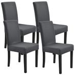 Stoelhoes set van 4 hoes voor stoelen stretch donkergrijs, Huis en Inrichting, Verzenden, Nieuw