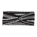 Haarband bloemen – Twist 9cm Ibiza print – Zwart wit, Nieuw