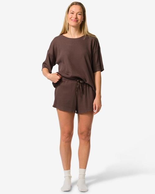 HEMA Dames lounge korte broek wafel bruin, Kleding | Dames, Ondergoed en Lingerie, Verzenden