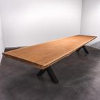 Boomstamtafel, Eettafel 435x110massief hardhout, metaalpoot, Huis en Inrichting, 200 cm of meer, Nieuw, Robuust Modern, 100 tot 150 cm