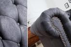 Chesterfield 2-zitsbank 150 cm antiek grijs microvezel, Huis en Inrichting, Ophalen of Verzenden, Nieuw