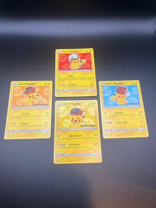 Pokémon - 4 Card - Ashs Pikachu LOT Promo card, Hobby en Vrije tijd, Verzamelkaartspellen | Pokémon