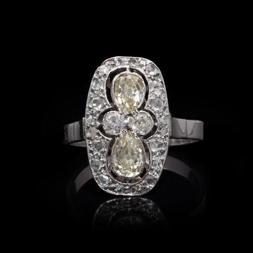 Ring Art Deco 18-karaats gouden en platina damesring met, Sieraden, Tassen en Uiterlijk, Ringen