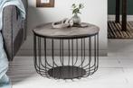 Ronde salontafel FACTORY LOFT 60cm grijs mangohout zwart, Huis en Inrichting, Tafels | Salontafels, Ophalen of Verzenden, Nieuw