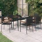 vidaXL 7-delige Tuinset zwart, 6 zitplaatsen, Nieuw, Tuinset, Verzenden