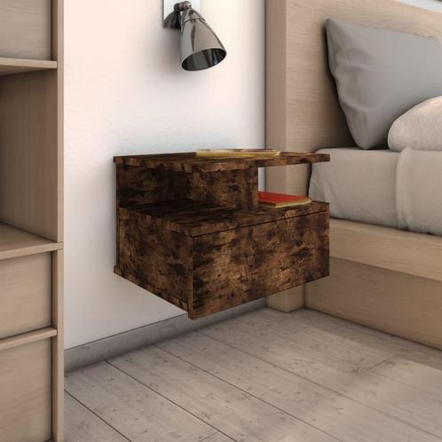 vidaXL Nachtkastje zwevend 40x31x27 cm bewerkt hout gerookt, Huis en Inrichting, Slaapkamer | Nachtkastjes, Nieuw, Minder dan 45 cm