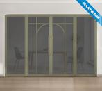 Dubbele stalen taatsdeur met glaspanelen Olijfgroen 5 Vlaks, Nieuw, Metaal, Overige typen