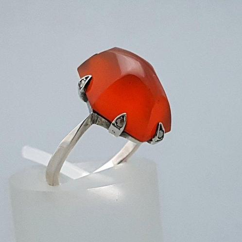 Zilver, Art Deco, Carneool - Ring - Markasieten., Antiek en Kunst, Kunst | Designobjecten