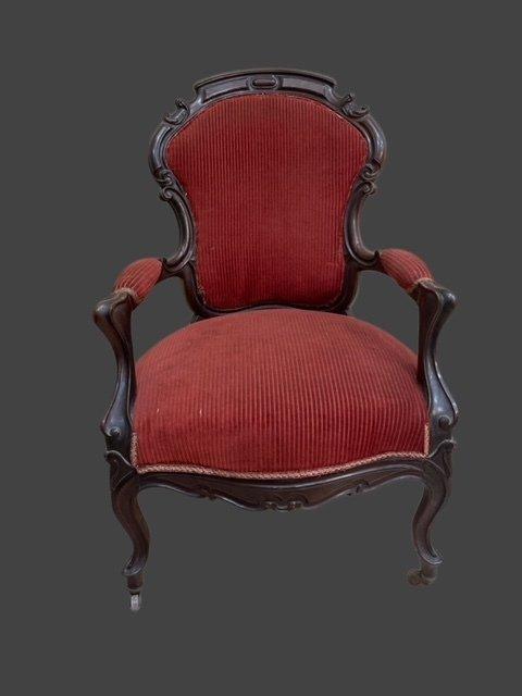 Fauteuil - Victoriaanse salontafel - Hout, Antiek en Kunst, Antiek | Overige Antiek