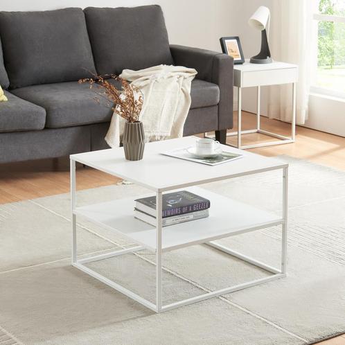 [en.casa] Salontafel Solund met 1 plank 60x60x45 cm staal wi, Huis en Inrichting, Tafels | Salontafels, Nieuw, Verzenden