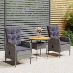 vidaXL 3-delige Bistroset poly rattan grijs, Tuin en Terras, Tuinsets en Loungesets, Verzenden, Nieuw, Rotan, 2 zitplaatsen