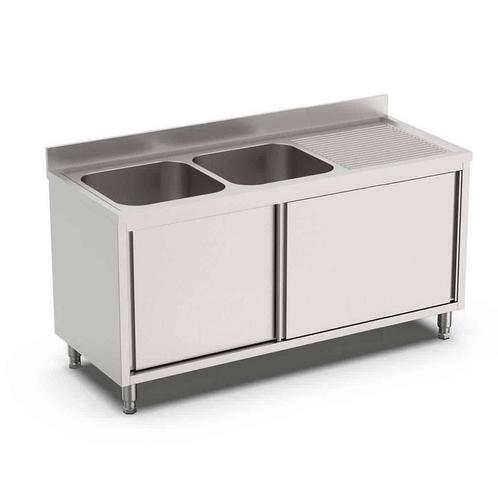 HCB Spoeltafel - dubbele spoelbakken links - schuifdeuren -, Zakelijke goederen, Horeca | Keukenapparatuur, Nieuw in verpakking