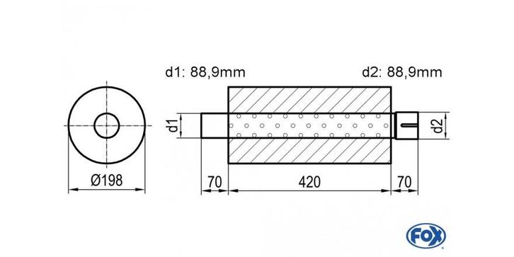 FOX Universele demper rond met aansluitstuk - verwerking 626, Auto-onderdelen, Uitlaatsystemen, Nieuw, Verzenden